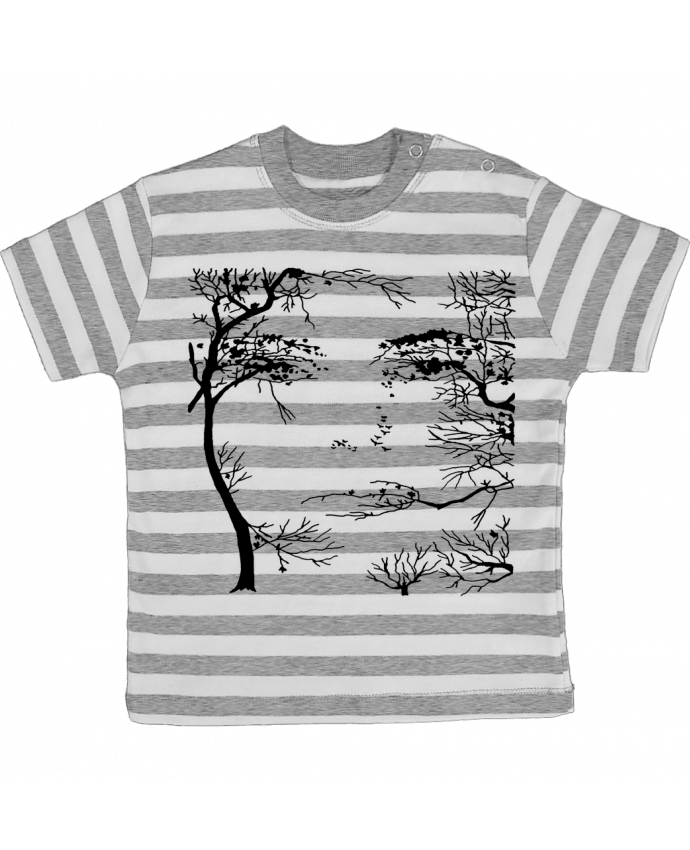 Tee-shirt bébé à rayures Le visage de la forêt par LAGUENY