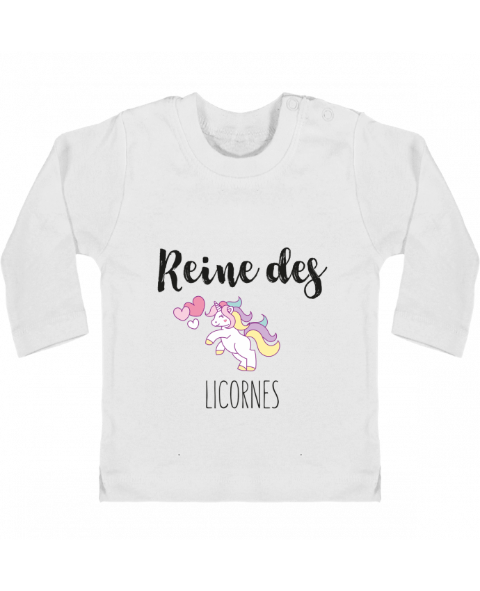 Baby T-shirt with press-studs long sleeve Reine des licornes manches longues du designer tunetoo