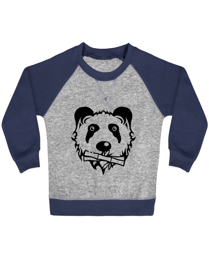 Sweat bébé manches contrastée panda noir par Dr0agon