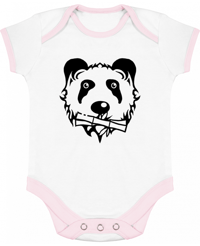 Body bébé manches contrastées panda noir par Dr0agon