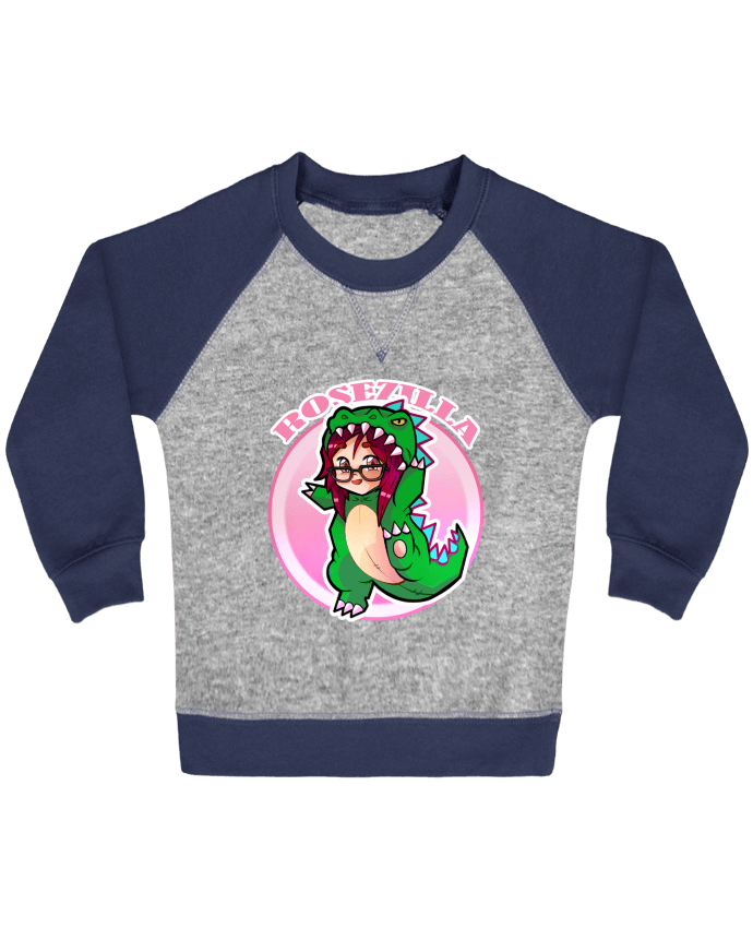 Sweat bébé manches contrastée Logo Rosezilla par Rosezilla