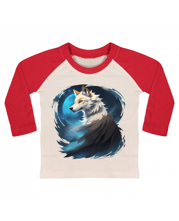 Tee-shirt Bébé Baseball ML La Lueur du Loup : Entre Ténèbres et Mystère par ALXCOOZ1 DESIGN