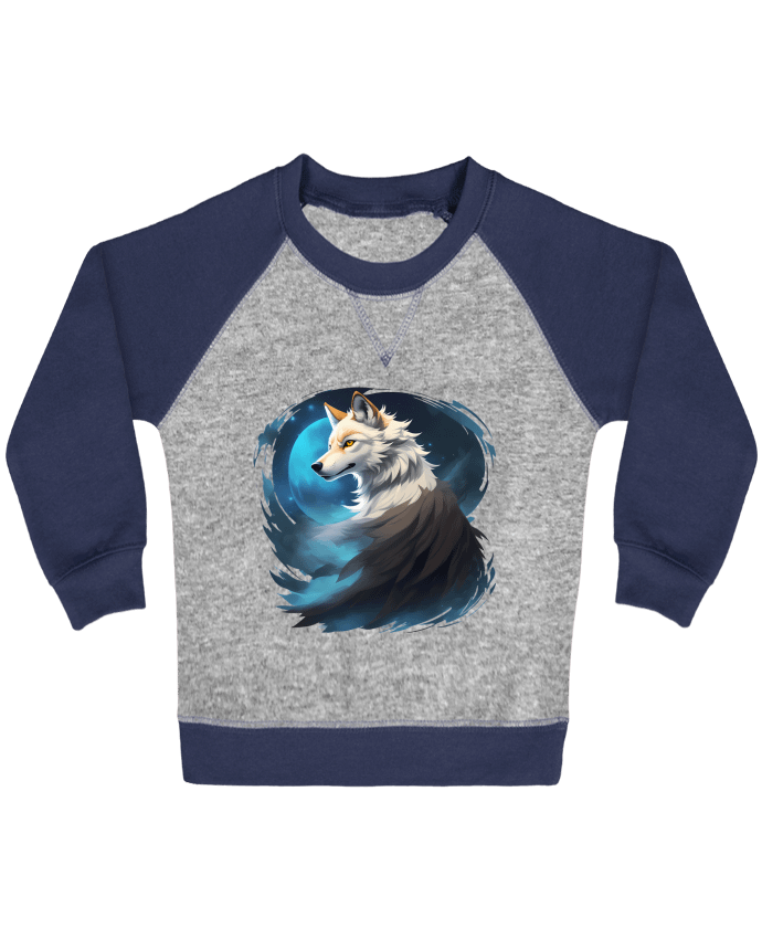 Sweat bébé manches contrastée La Lueur du Loup : Entre Ténèbres et Mystère par ALXCOOZ1 DESIGN