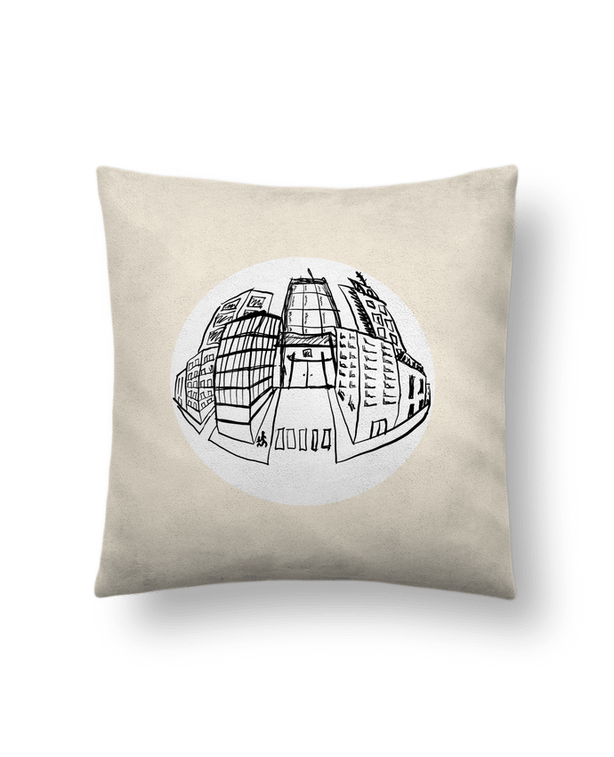 Coussin suédine Ville perspective par Enbata