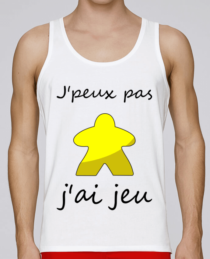 Débardeur homme j'peux pas j'ai jeu meeple jaune par Le Repaire des Joueurs 100% coton bio