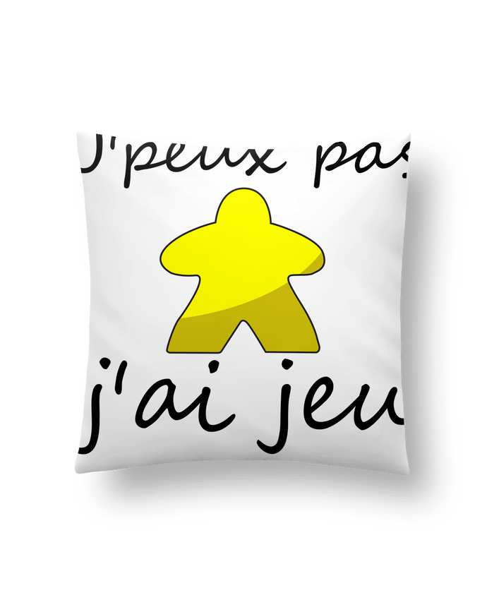 Coussin j'peux pas j'ai jeu meeple jaune par Le Repaire des Joueurs