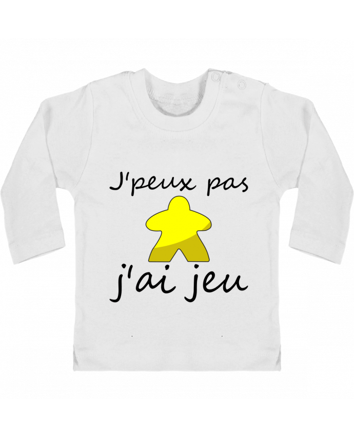 T-shirt bébé j'peux pas j'ai jeu meeple jaune manches longues du designer Le Repaire des Joueurs