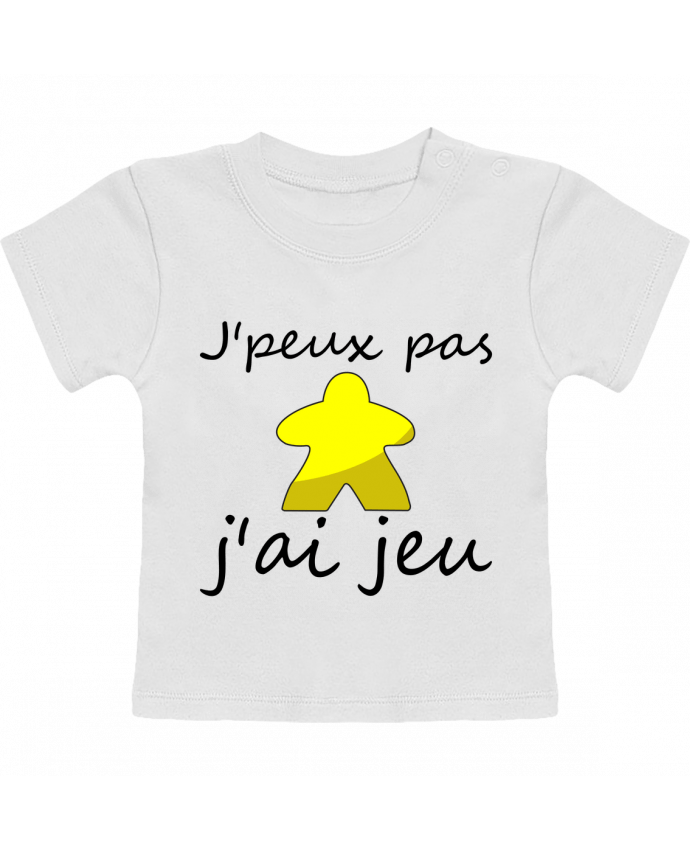 T-shirt bébé j'peux pas j'ai jeu meeple jaune manches courtes du designer Le Repaire des Joueurs