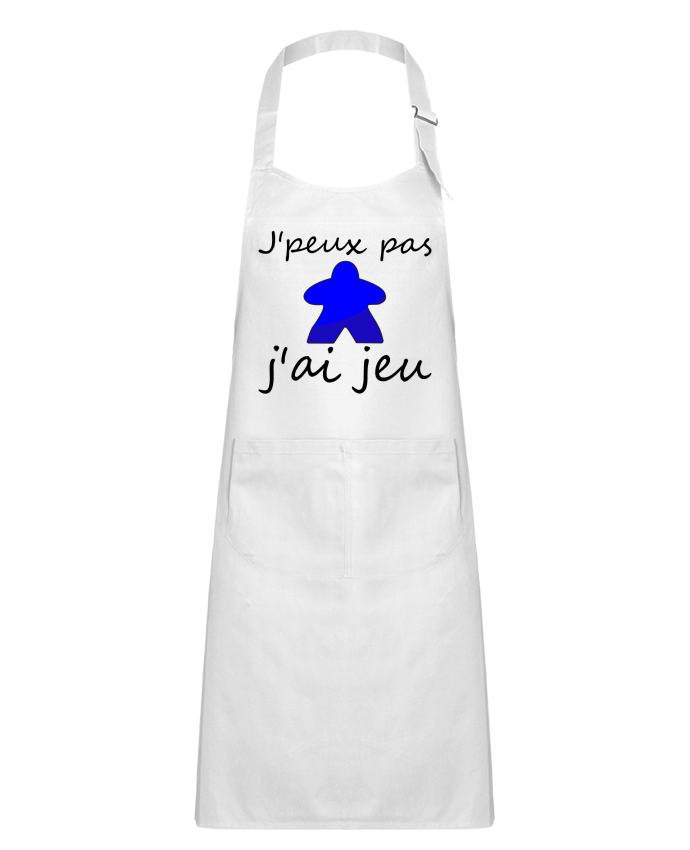 Tablier Enfant j'peux pas j'ai jeu meeple bleu par Le Repaire des Joueurs