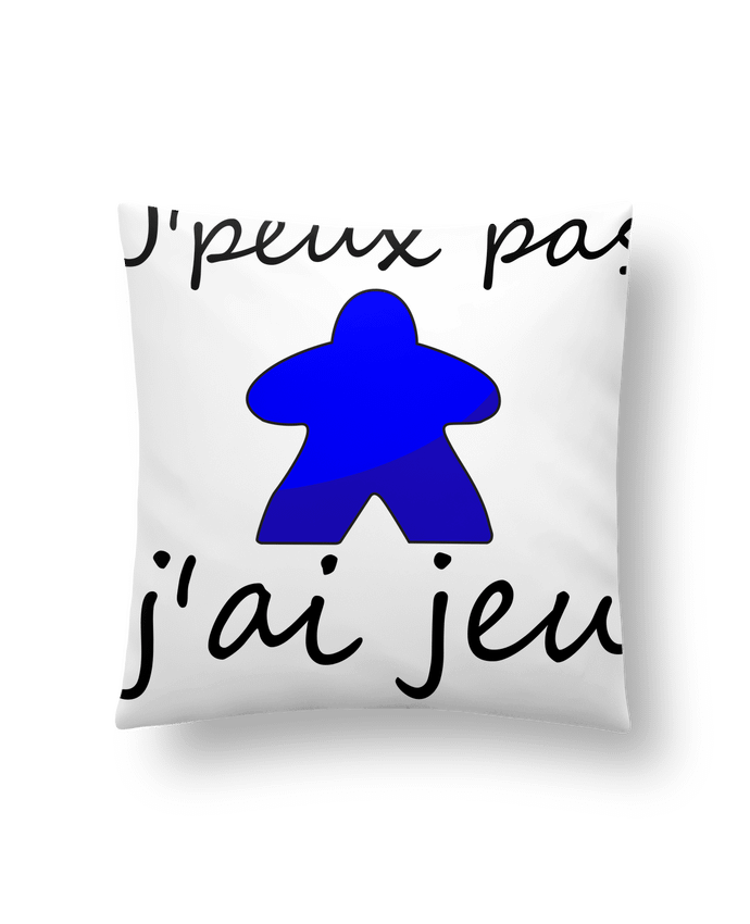 Coussin j'peux pas j'ai jeu meeple bleu par Le Repaire des Joueurs