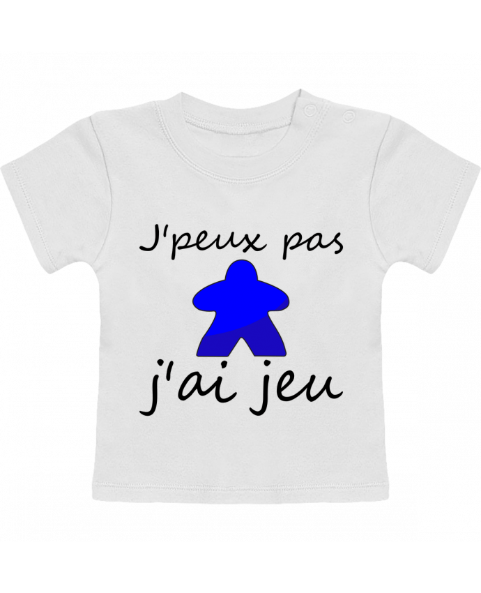 T-shirt bébé j'peux pas j'ai jeu meeple bleu manches courtes du designer Le Repaire des Joueurs