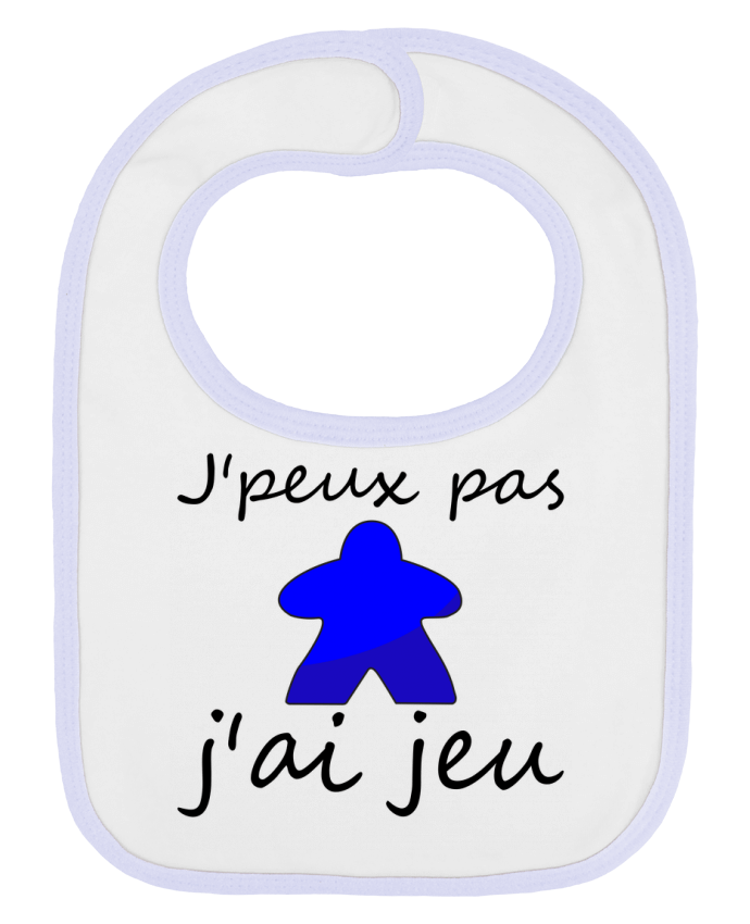 Bavoir bébé uni j'peux pas j'ai jeu meeple bleu par Le Repaire des Joueurs