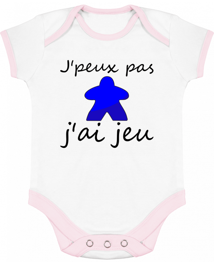 Body bébé manches contrastées j'peux pas j'ai jeu meeple bleu par Le Repaire des Joueurs