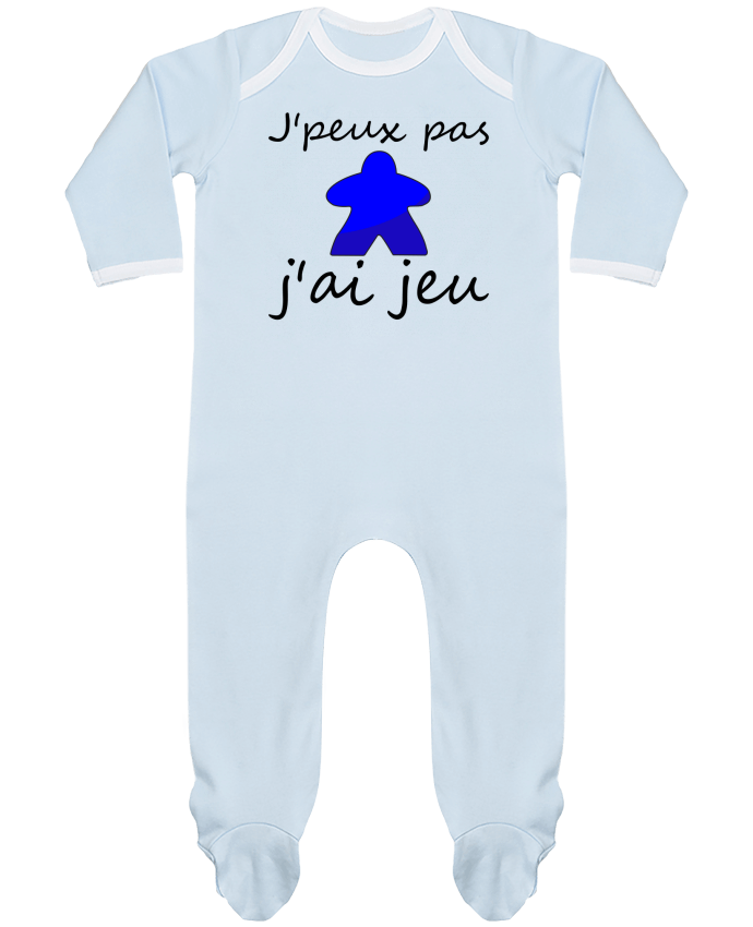 Body Pyjama Bébé j'peux pas j'ai jeu meeple bleu par Le Repaire des Joueurs