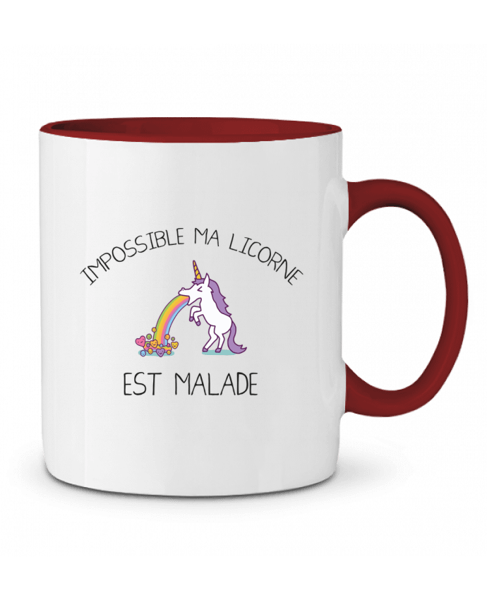 Mug bicolore Impossible ma licorne est malade ! tunetoo
