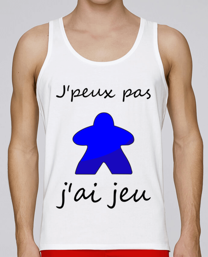 Débardeur homme j'peux pas j'ai jeu meeple bleu par Le Repaire des Joueurs 100% coton bio