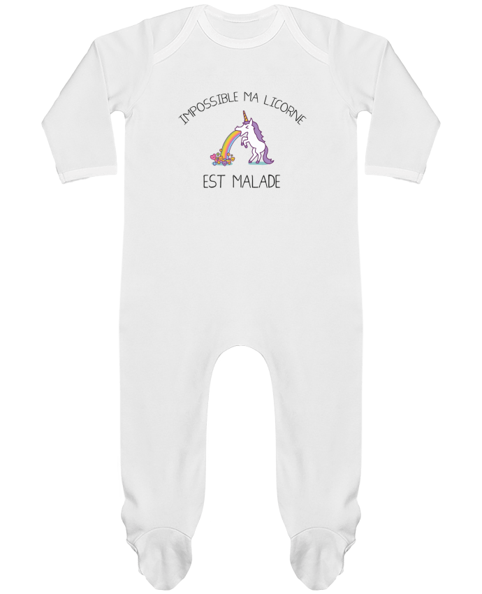 Baby Sleeper long sleeves Contrast Impossible ma licorne est malade ! by tunetoo