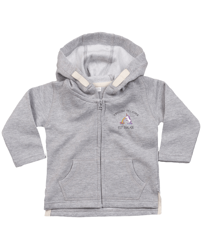 Hoddie with zip for baby Impossible ma licorne est malade ! by tunetoo