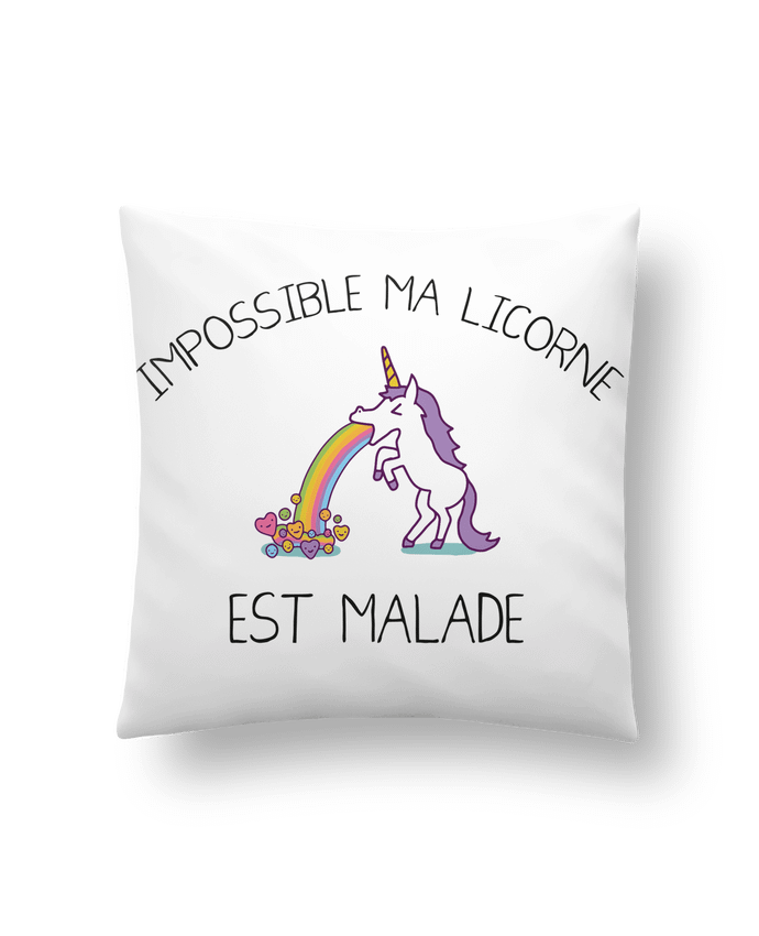 Cushion synthetic soft 45 x 45 cm Impossible ma licorne est malade ! by tunetoo