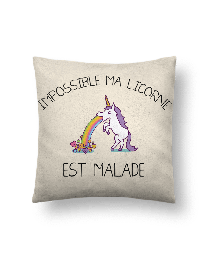 Cushion suede touch 45 x 45 cm Impossible ma licorne est malade ! by tunetoo