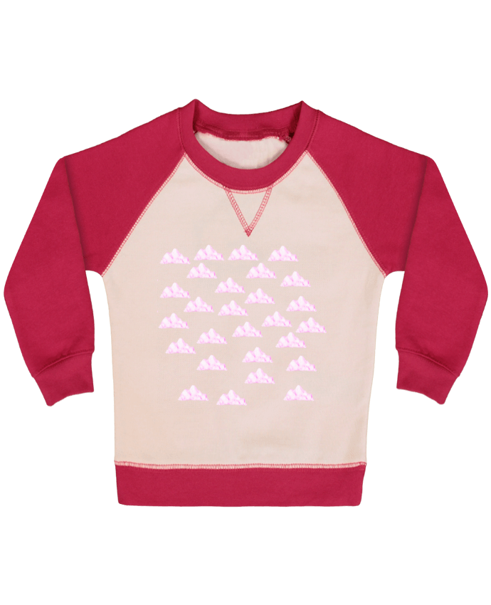 Sweatshirt Baby crew-neck sleeves contrast raglan pink sky by Shooterz 