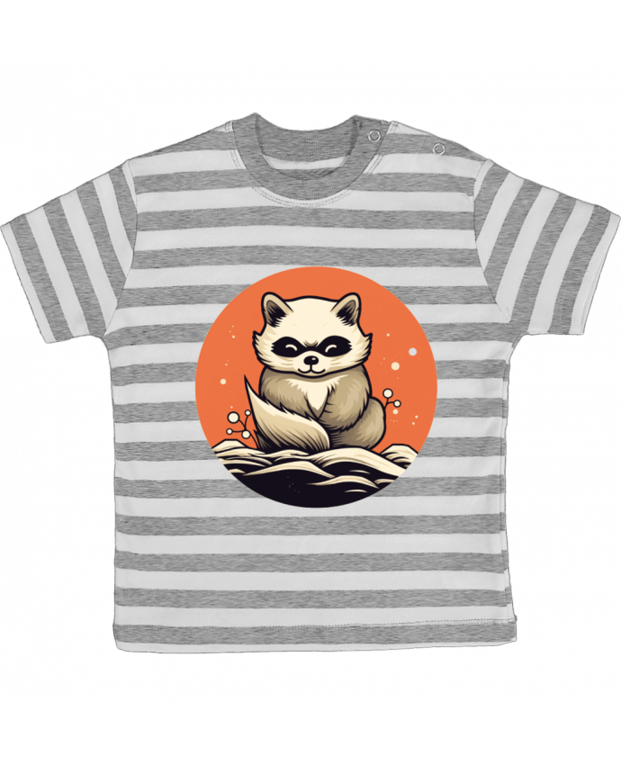 Tee-shirt bébé à rayures tanuki par WabiSabi