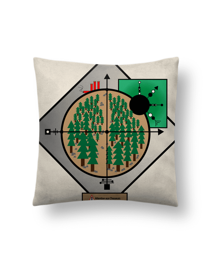 Coussin suédine Attention aux chasseurs par Lours/2pattes