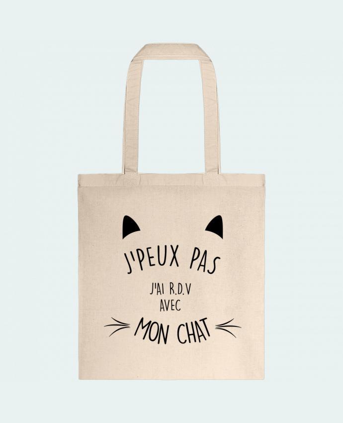 Bolsa de Tela de Algodón J'peux pas j'ai R.D.V avec mon chat por LPMDL