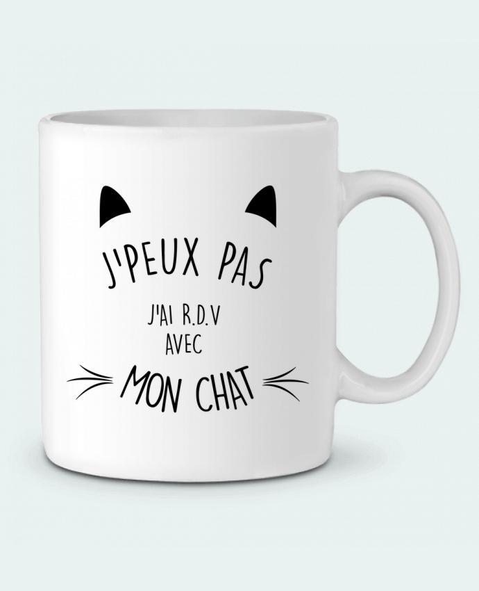 Ceramic Mug J'peux pas j'ai R.D.V avec mon chat by LPMDL