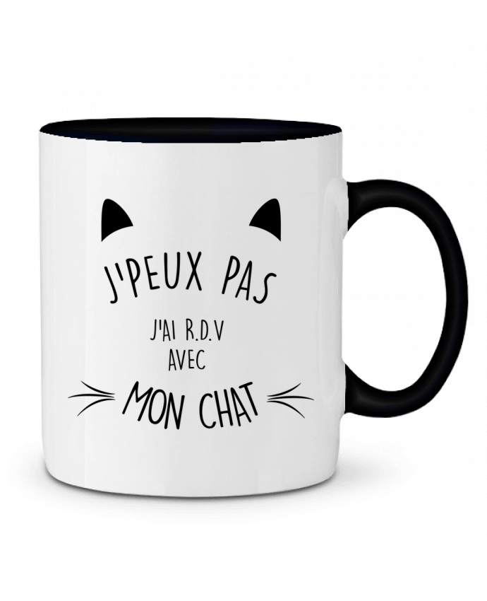 Mug bicolore J'peux pas j'ai R.D.V avec mon chat LPMDL