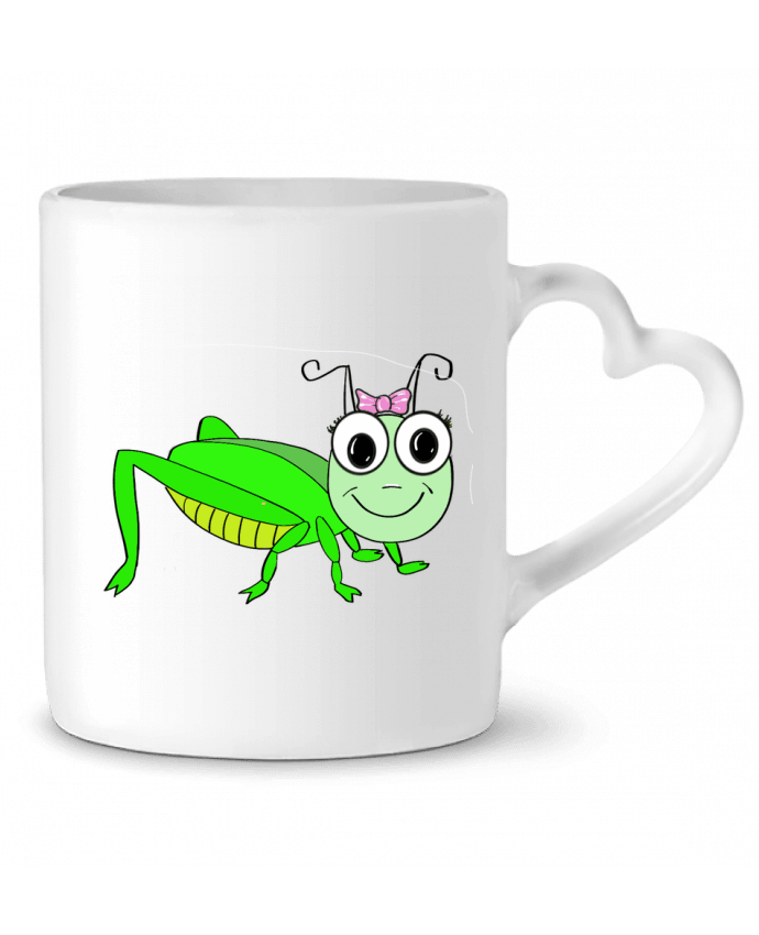 Mug coeur Mademoiselle Criket, sauterelle par Jacques design