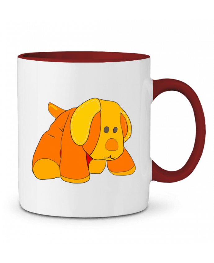 Mug bicolore Petit chien doudou en peluche Bief Designs.