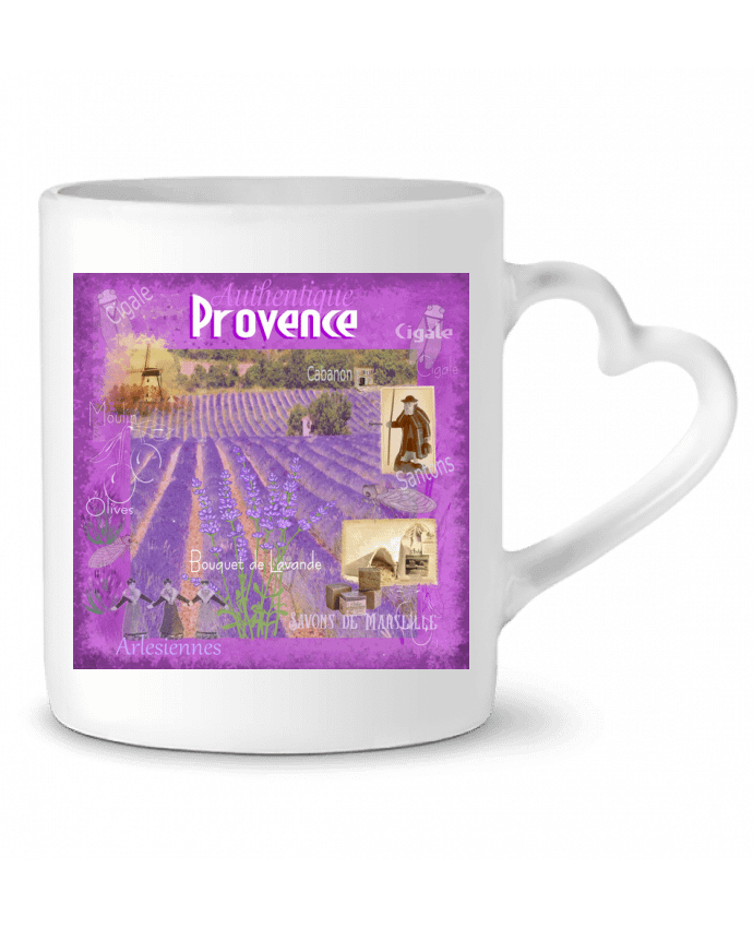 Mug coeur Images de Provence, Lavande par Bief Designs.