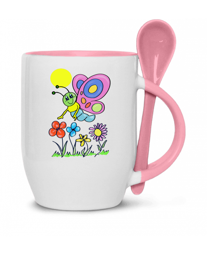  Tasse cuillère Papillon et fleurs enfant. par Bief Designs.