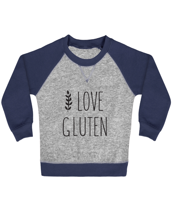 Sweat bébé manches contrastée I love gluten by Ruuud par Ruuud
