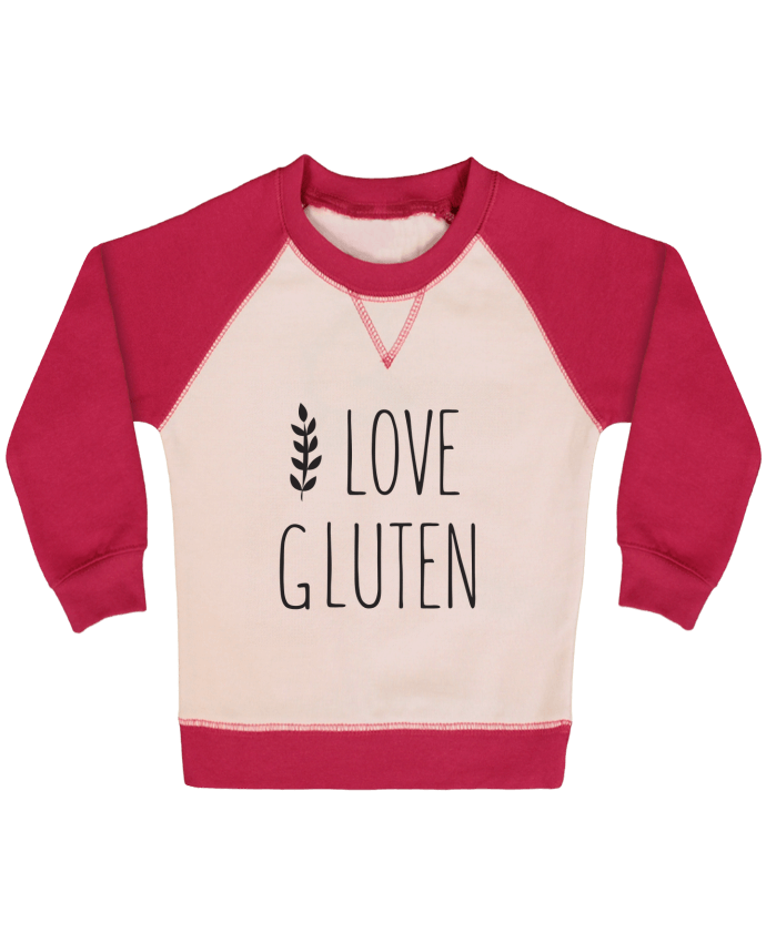 Sweatshirt Baby crew-neck sleeves contrast raglan I love gluten by Ruuud by Ruuud