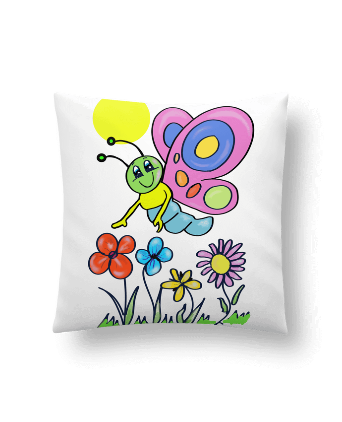 Coussin Papillon et fleurs enfant. par Bief Designs.