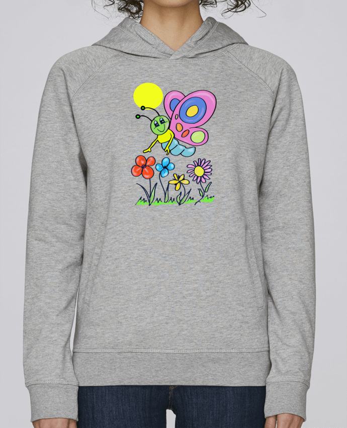 Sweat capuche femme Papillon et fleurs enfant. par Bief Designs.