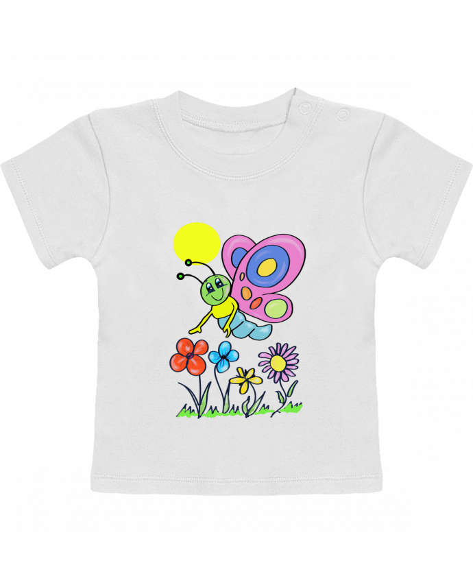 T-shirt bébé Papillon et fleurs enfant. manches courtes du designer Bief Designs.