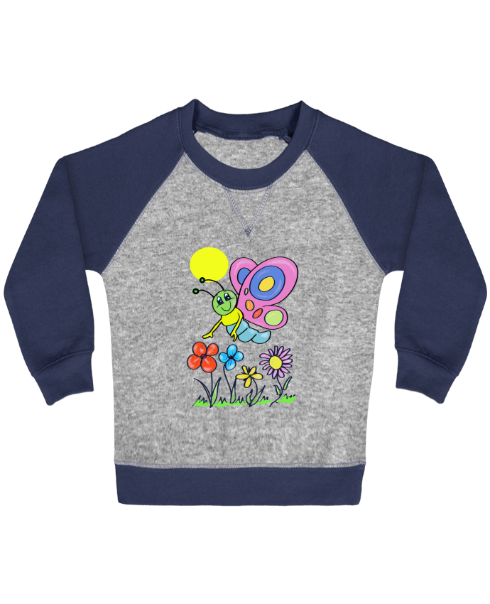 Sweat bébé manches contrastée Papillon et fleurs enfant. par Bief Designs.