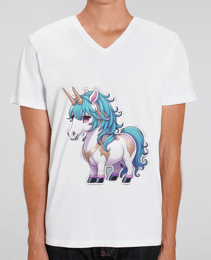 Tee Shirt Homme Col V Stanley PRESENTER Licorne by On My Digital Path