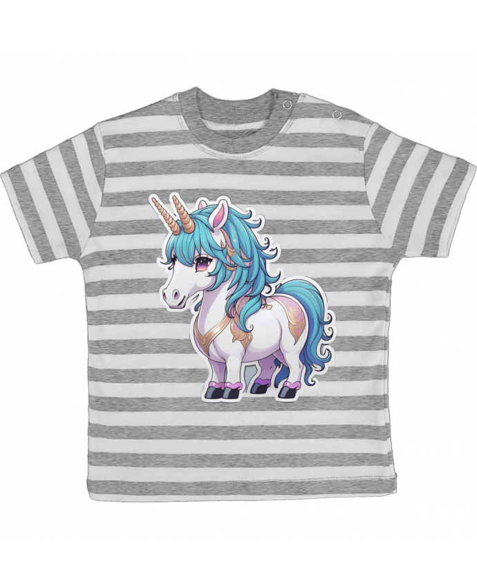 T-shirt baby with stripes Licorne by On My Digital Path