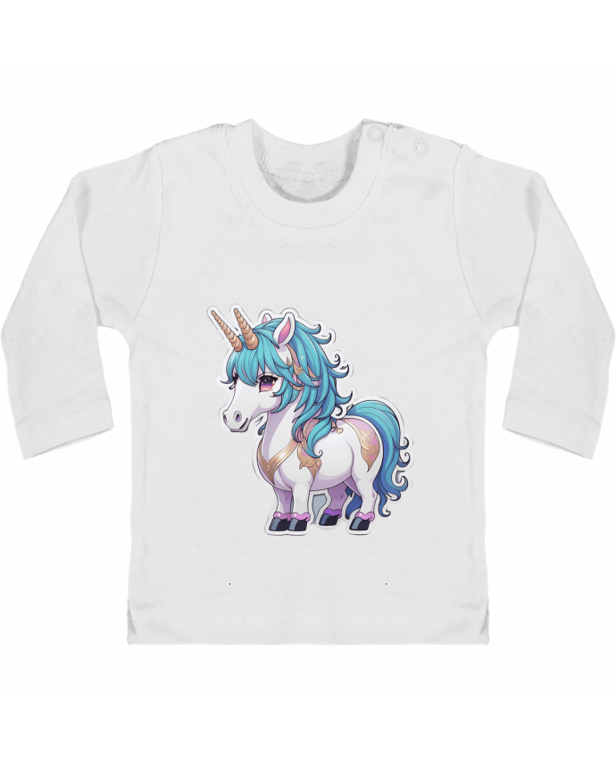 Baby T-shirt with press-studs long sleeve Licorne manches longues du designer On My Digital Path