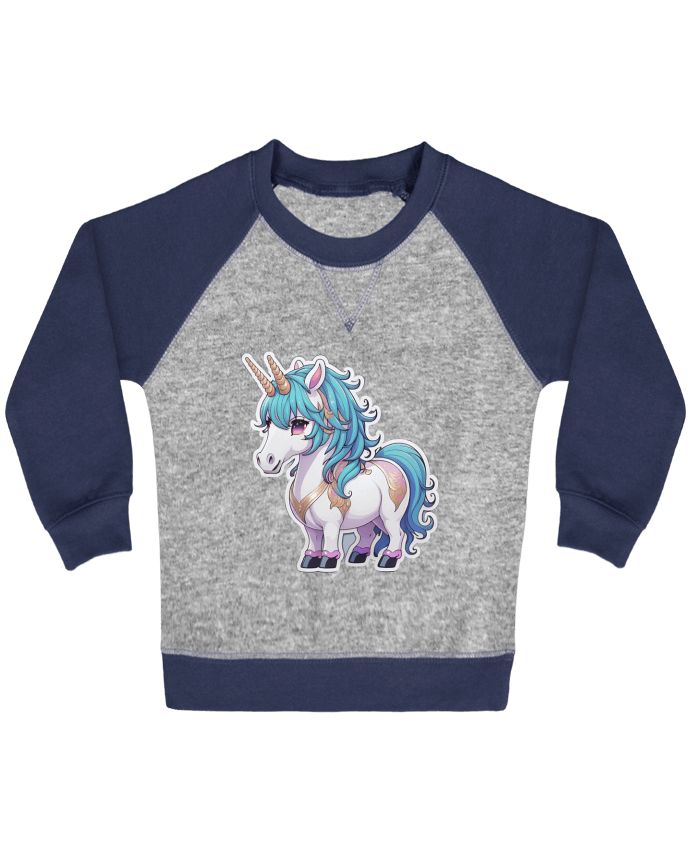 Sweatshirt Baby crew-neck sleeves contrast raglan Licorne by On My Digital Path