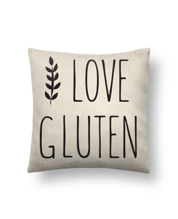 Cushion suede touch 45 x 45 cm I love gluten by Ruuud by Ruuud