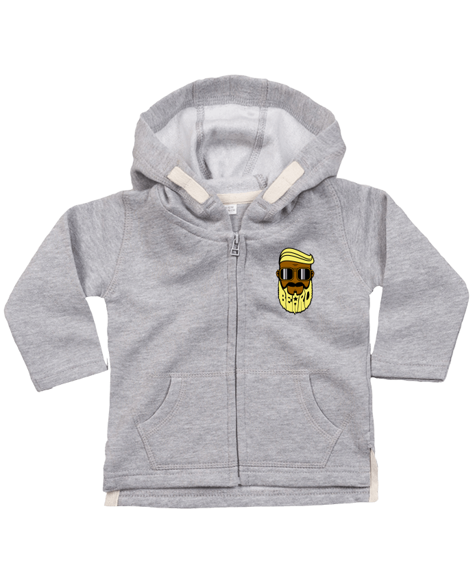 Hoddie with zip for baby Beard Barber jaune by BOUTIQUE DU BARBU