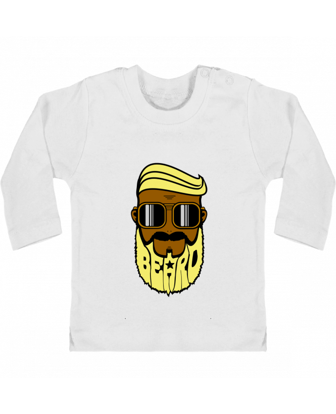 Baby T-shirt with press-studs long sleeve Beard Barber jaune manches longues du designer BOUTIQUE DU BARBU