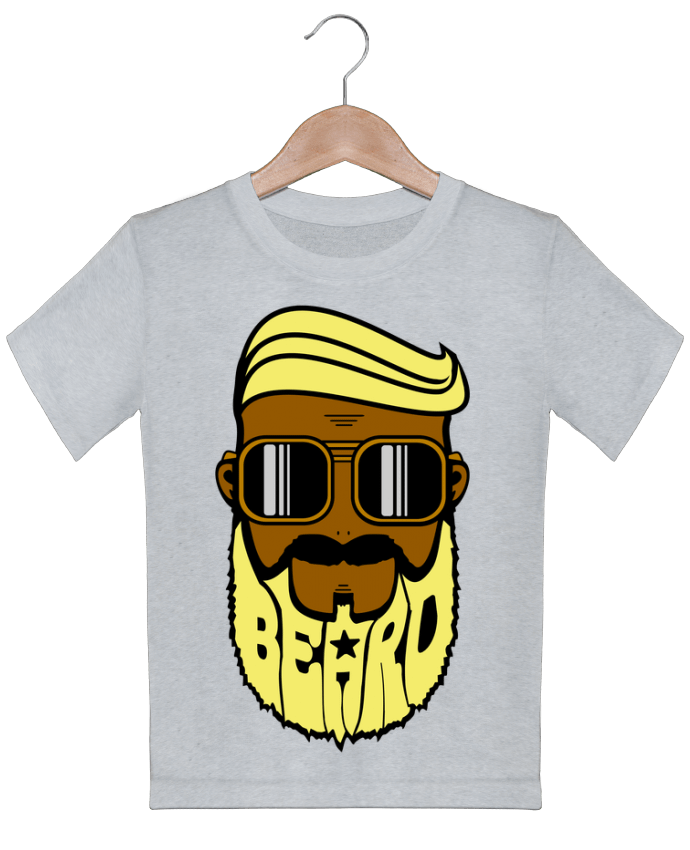 T-shirt garçon motif Beard Barber jaune BOUTIQUE DU BARBU