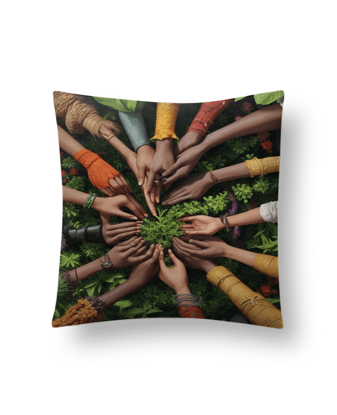 Coussin suédine Main dans la Main : L'Union en Action par Joar