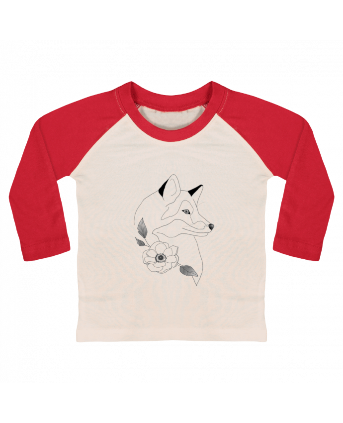 Tee-shirt Bébé Baseball ML RENARD ET FLEURS par mflower